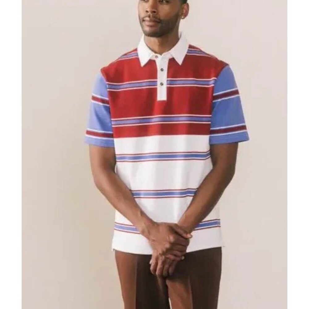 Bogey Boys Men's XL Triple Stripe SS Polo Shirt Goat Pique Golf Polo NEW